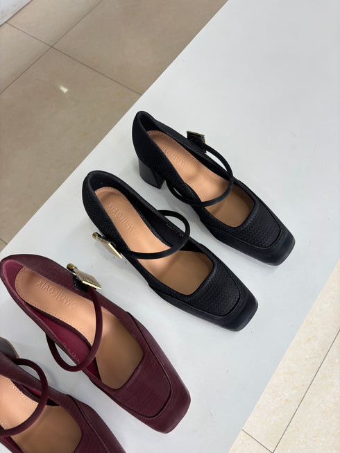 Close Toe Slid On Block Heels